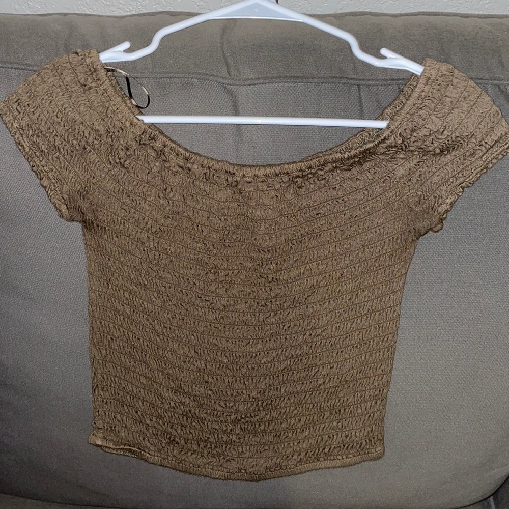 Green Off the Shoulder Crop Top